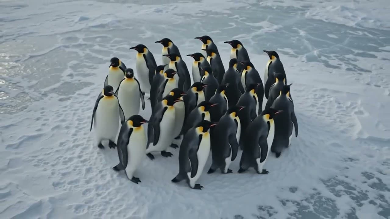 Penguins huddle for warmth